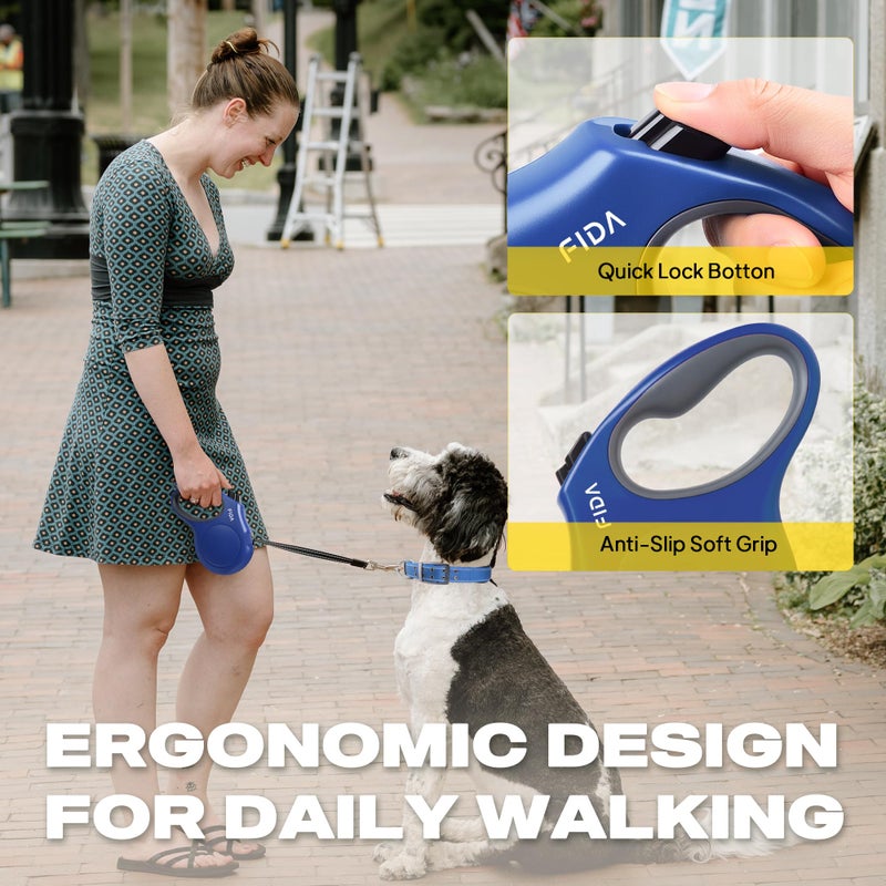 Fida Retractable Dog Leash, 16 ft Dog Walking Leash for Large Dogs up to 110lbs, Tangle Free,Navy Blue - Image 5